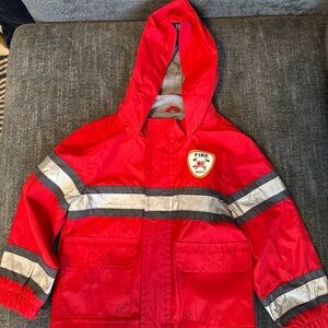 Fireman kidcore dress up hooded Raincoat London Fog Red sz 24 M Toddler Jacket